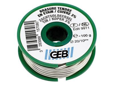GEB Bobine Fil Soudure Etain/3% cuivre &Oslash;2mm - 100g