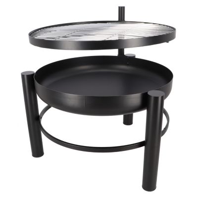 FANCY FLAMES Brasero en m&eacute;tal avec grille de cuisson int&eacute;gr&eacute;e 66 x 78 x 69 cm