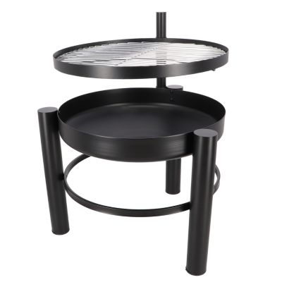 FANCY FLAMES Brasero en m&eacute;tal avec grille de cuisson int&eacute;gr&eacute;e 54 x 66.5 x 69 cm