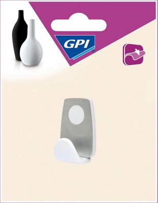 3M Crochet Bi-Mati&egrave;re Argent et Blanc Petit Mod&egrave;le 