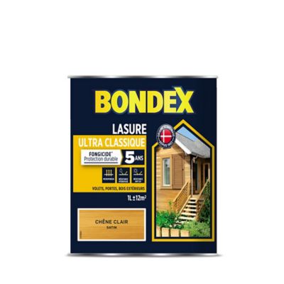 BONDEX Lasure satin&eacute;e ultra classique 5 ans  - Ch&ecirc;ne clair - Bidon 1 l