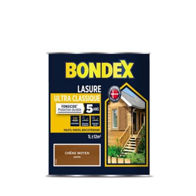 BONDEX Lasure satin&eacute;e ultra classique 5 ans  - Ch&ecirc;ne moyen - Bidon 1 l
