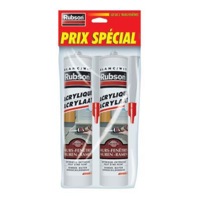 RUBSON Lot 2 tubes de mastic  murs et fen&ecirc;tres acrylique blanc 280 mL