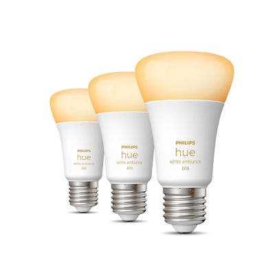PHILIPS HUE Pack 3 ampoules connect&eacute;  E27 A60 800lm blanc chaud &agrave; froid