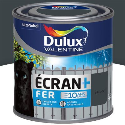 DULUX VALENTINE Peinture Ecran+ Fer - Anthracite RAL7016 - Brillant - 0,25L