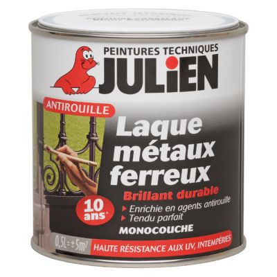 JULIEN Peinture laque antirouille m&eacute;taux ferreux  brillant blanc 250ml
