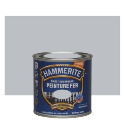 HAMMERITE Peinture fer  Direct sur Rouille Brillant Argent 0,25L 