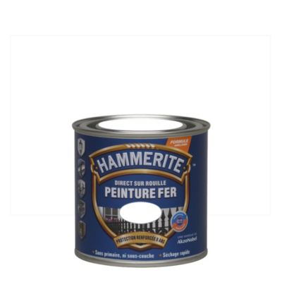 HAMMERITE Peinture m&eacute;tal direct sur rouille  brillant laqu&eacute; blanc 250ml
