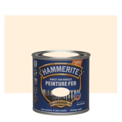 HAMMERITE Peinture fer  Direct sur Rouille Brillant Blanc Casse 0,25L 