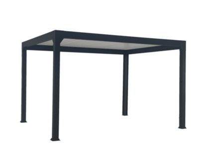 GREEN OUTSIDE Pergola Bioclimatique Aluminium AUTONOME motoris&eacute;e 4x3 SOLYOLA noir RAL2100 autoportante avec &eacute;clairage LED by  