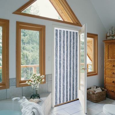 Rideau de porte en fibre synth&eacute;tique, l.90 x H.220 cm, gris, Florence