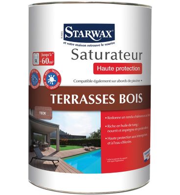 STARWAX Saturateur ext&eacute;rieur haute protection terrasse bois teck 5L