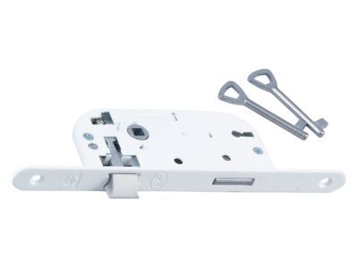 BRICARD Serrure encastr&eacute;e  certifi&eacute;e NF, &agrave; cl&eacute;, axe 40 mm, blanc