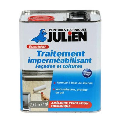 JULIEN  traitement imperm&eacute;abilisant fa&ccedil;ades toitures blanc cass&eacute; 2,5 L