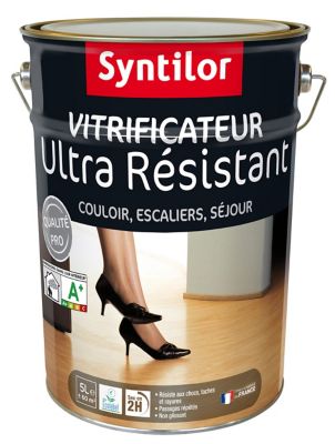SYNTILOR Vitrificateur parquet ultra r&eacute;sistant 5L ? Finition incolore mate ? Haute r&eacute;sistance aux rayures et chocs ? S&eacute;chage rapide ? 