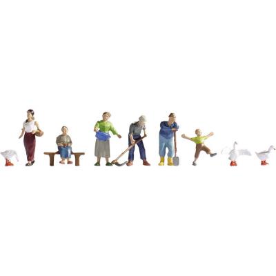 NOCH  - 45629 - mod&eacute;lisme - mat&eacute;riaux de surface - fermiers - 6 figurines + 3 animaux + accessoires