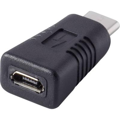 RENKFORCE Adaptateur USB 2.0 rf-usba-11 - [1x USB-C m&acirc;le - 1x USB 2.0 femelle Micro-B] - noir contacts dor&eacute;s