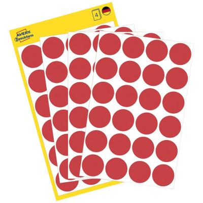 AVERY Zweckform - Auto-adh&eacute;sif - rouge - Arrondi 18 mm 96 &eacute;tiquette(s) (4 feuille(s) x 24 &eacute;tiquettes rondes 