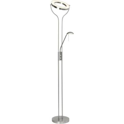 BRILLIANT Lampadaire avec liseuse LED en m&eacute;tal chrom&eacute; et verre hauteur 195cm Demian-