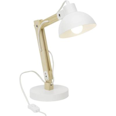 BRILLIANT Lampe de bureau e14 max 25W design m&eacute;tal blanc/bois,  Moda