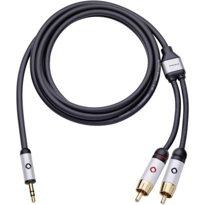 OEHLBACH C&acirc;ble audio  60002 [2x Cinch-RCA m&acirc;le - 1x Jack m&acirc;le 3.5 mm] 1.50 m noir contacts dor&eacute;s