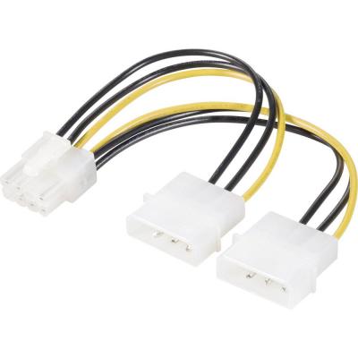RENKFORCE - R&eacute;partiteur d'alimentation - Alimentation PCIe de 8 broches (F) pour alimentation interne 4 broches (12 V) (M) - 15 cm - rond - noir, jaune 