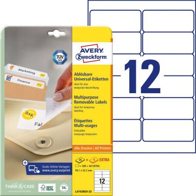 AVERY ZWECKFORM Etiquette universelles Avery-Zweckform L4743REV-25 99.1 x 42.3 mm papier blanc 360 pc(s) d&eacute;collable