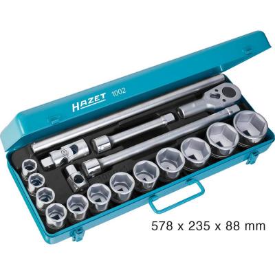 HAZET  Jeu de cl&eacute;s &agrave; douilles - Carr&eacute; creux 20 mm (3/4 pouce) - Nombre d'outils: 18 - 1002