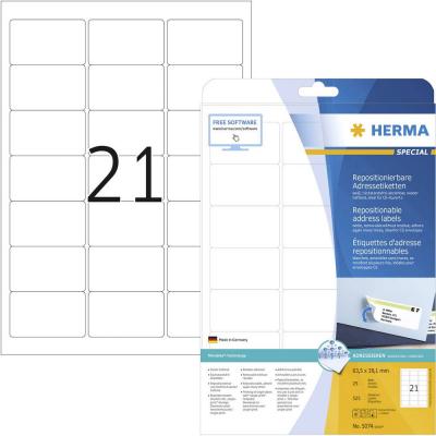 HERMA  - &eacute;tiquettes universelles ""Movables"" 63,5 x 38,1 mm, blanc, sur 25 feuilles au format A4