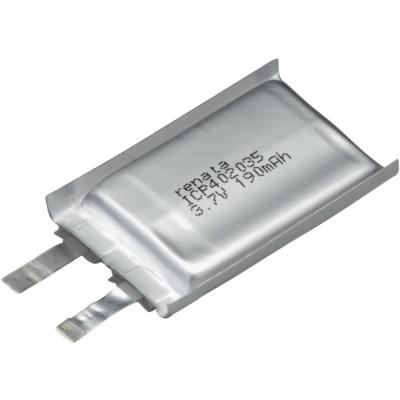 RENATA Accu LiPo (lithium-Polylmer) 35 x 20 x 4,4 mm ICP402035 3.7 V 195 mAh
