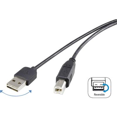 RENKFORCE C&acirc;ble USB USB 2.0 USB-A m&acirc;le, USB-B m&acirc;le 1.80 m noir connecteur utilisable des deux cot&eacute;s, contacts dor&eacute;s RF-4078644 