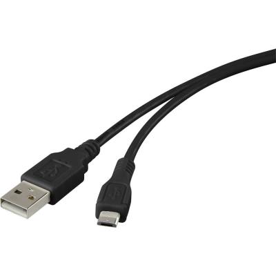 RENKFORCE C&acirc;ble USB USB 2.0 USB-A m&acirc;le, USB-Micro-B m&acirc;le 1.00 m noir contacts dor&eacute;s RF-4316220