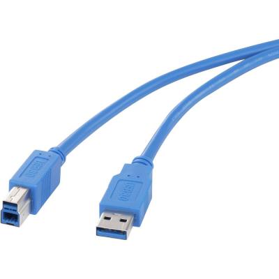 RENKFORCE C&acirc;ble USB USB 3.2 Gen1 (USB 3.0) USB-A m&acirc;le, USB-B m&acirc;le 0.50 m bleu contacts dor&eacute;s RF-4260498 