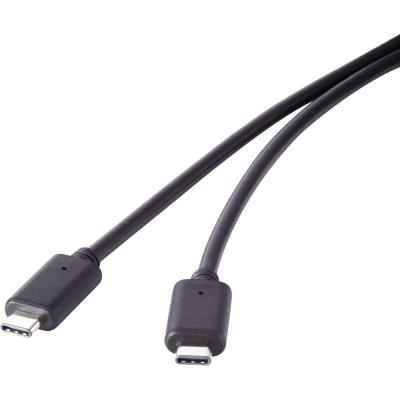 RENKFORCE C&acirc;ble USB USB 3.2 Gen2x2 USB-C m&acirc;le, USB-C m&acirc;le 0.50 m noir contacts dor&eacute;s RF-4381068 