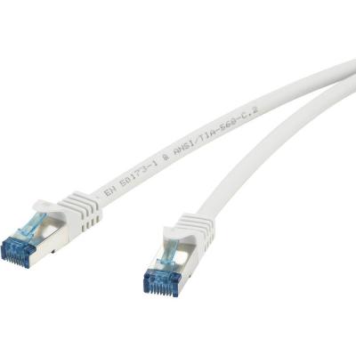 RENKFORCE RJ45 r&eacute;seau c&acirc;ble de raccordement CAT 6A S/FTP 10 m gris avec Rastnasenschutz, Flammwidrig 