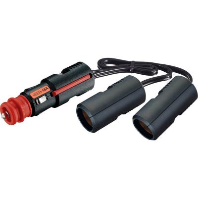 PROCAR R&eacute;partiteur 2xCouplage simple Fiche de s&eacute;curit&eacute; universelle pour 2 prises allume-cigare 16 A 