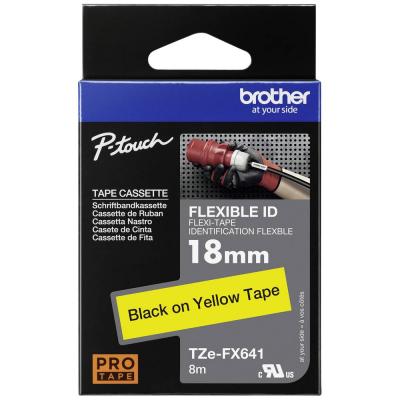 BROTHER Ruban d'&eacute;tiquetage flexible  TZe-FX, tz-fx TZe-FX641 Couleur de ruban: jaune Couleur de police:noir 18 mm 8 m