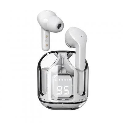 LEDWOOD  &Eacute;couteurs TWS sans fil Bluetooth 5.3 Chrystal Affichage LED Blanc