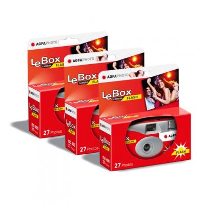 AGFAPHOTO  LeBox Flash Pack 3X Appareil Photo Jetable avec Flash pour 27 Photos