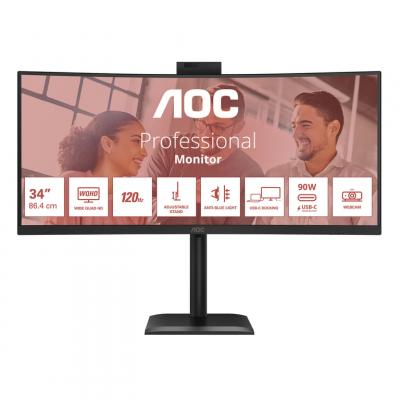 AOC CU34E4CW &Eacute;cran 34'' UltraWide WQHD 120Hz Webcam 5MP USB-C 90W