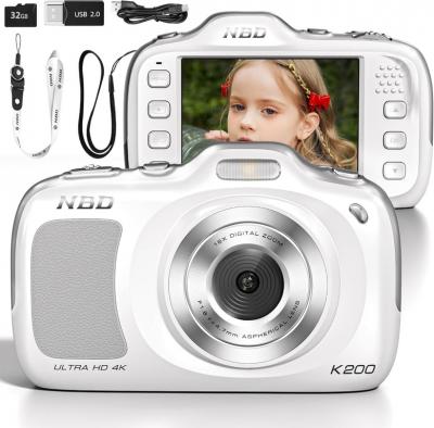 NBD Appareil Photo Compact 64MP - 120g - Autonomie &Eacute;tendue avec Filtres Int&eacute;gr&eacute;s - Blanc