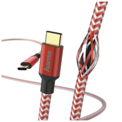 HAMA C&acirc;ble de charge/donn&eacute;es ""reflective"", usb type-c - usb type-c, 1,5 m, rouge