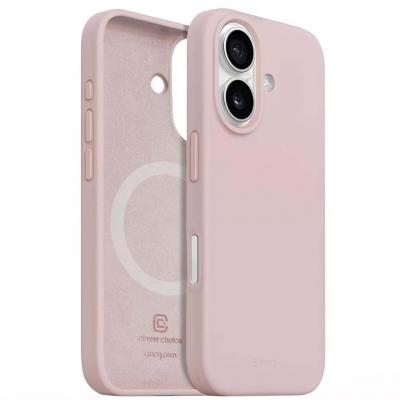 CRONG Coque pour iPhone 16 MagSafe en Silicone Souple Antichocs  Rose