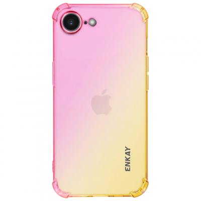ENKAY Coque Silicone pour iPhone 16e D&eacute;grad&eacute; Rose champagne - Neuf