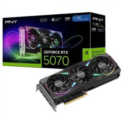 PNY  GeForce RTX 5070 ARGB Overclock&eacute;e Triple Ventilateur 12 Go GDDR7 Reflex 2 RTX AI DLSS4