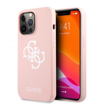GUESS GUHCP13MLS4GWPI Coque en Silicone pour iPhone 13 6,1' avec Logo 4G Rose