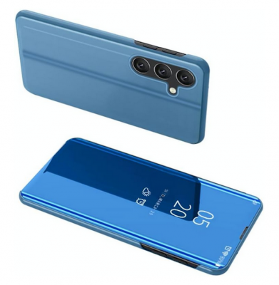 HTDMOBILES Housse pour Samsung Galaxy A17 5G - etui coque portefeuille clear view miroir + film ecran - BLEU