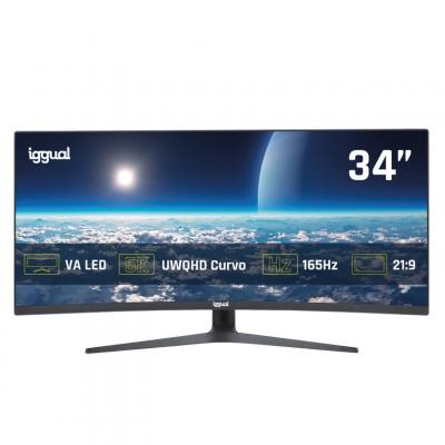 IGGUAL  IGG319543 34"" VA UltraWide QHD 165 Hz Hauteur r&eacute;glable FreeSync Courb&eacute;