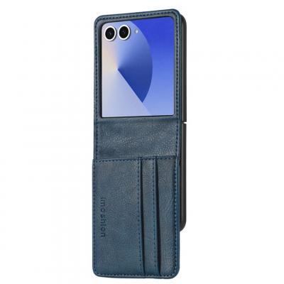 IMOSHION Coque pour Samsung Galaxy Z Flip 7 Similicuir Bleu fonc&eacute;