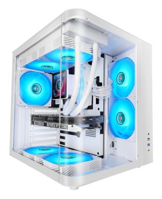 MARS GAMING Bo&icirc;tier de jeu  Mc-curv ATX triple courbure en verre tremp&eacute; double chambre USB-C blanc